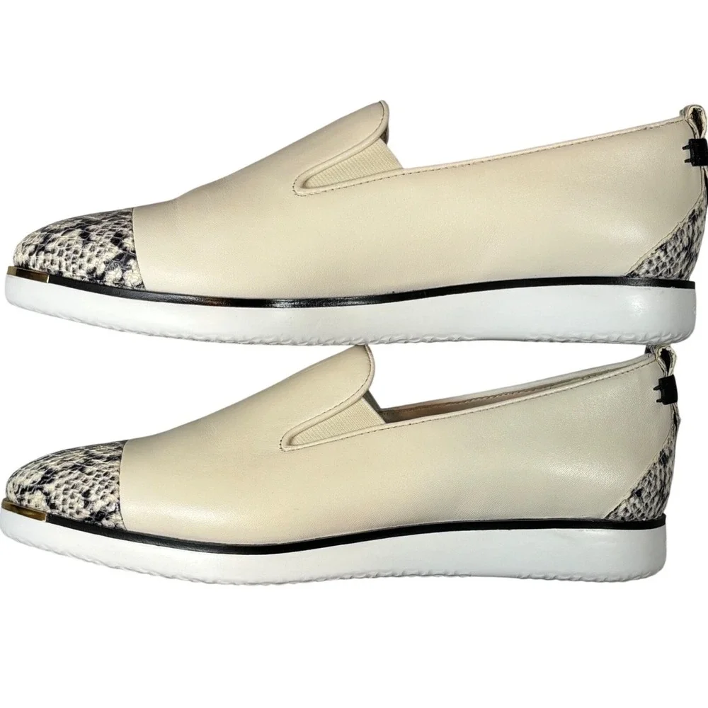 Cole Haan Grand Ambition Slip On Loafers Ivory Snakeskin Toe Womens‎ 7B